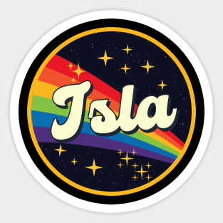 Isla // Rainbow In Space Vintage Style Sticker